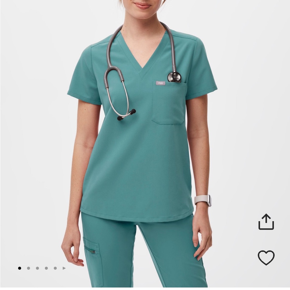 SET of FIGS scrubs in hydrogreen. Catarina top, Zamora joggers bottoms.